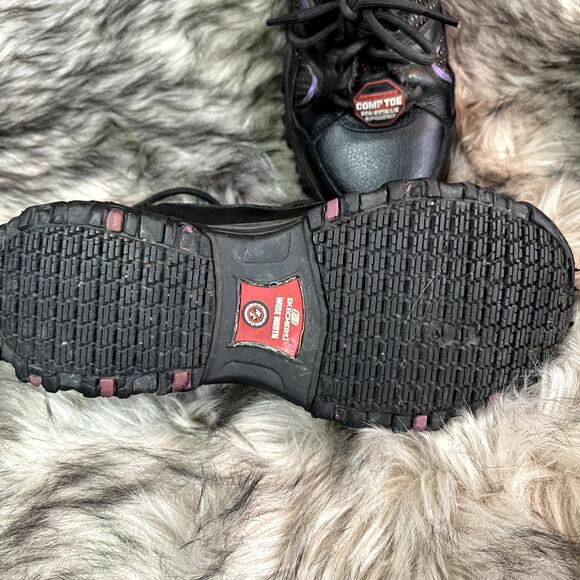 Skechers COMP TOE Size 7 wide Women Work shoe non-metallic Leather - Picture 4 of 12